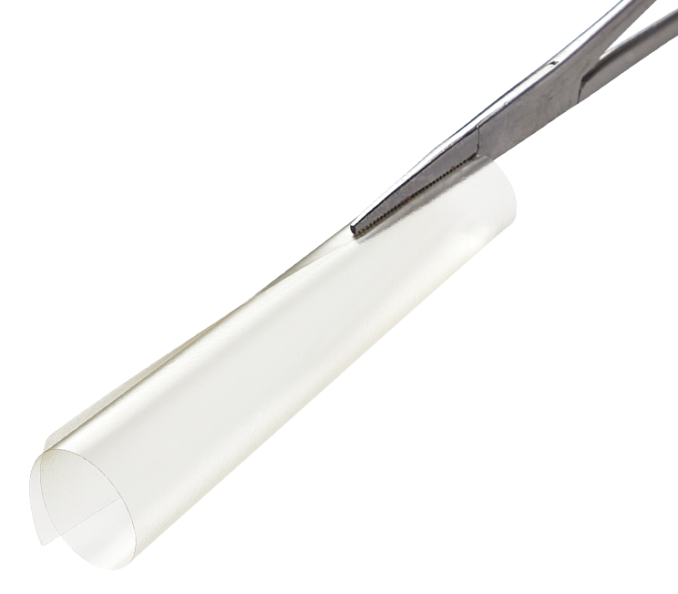 Seprafilm membrane held by forceps